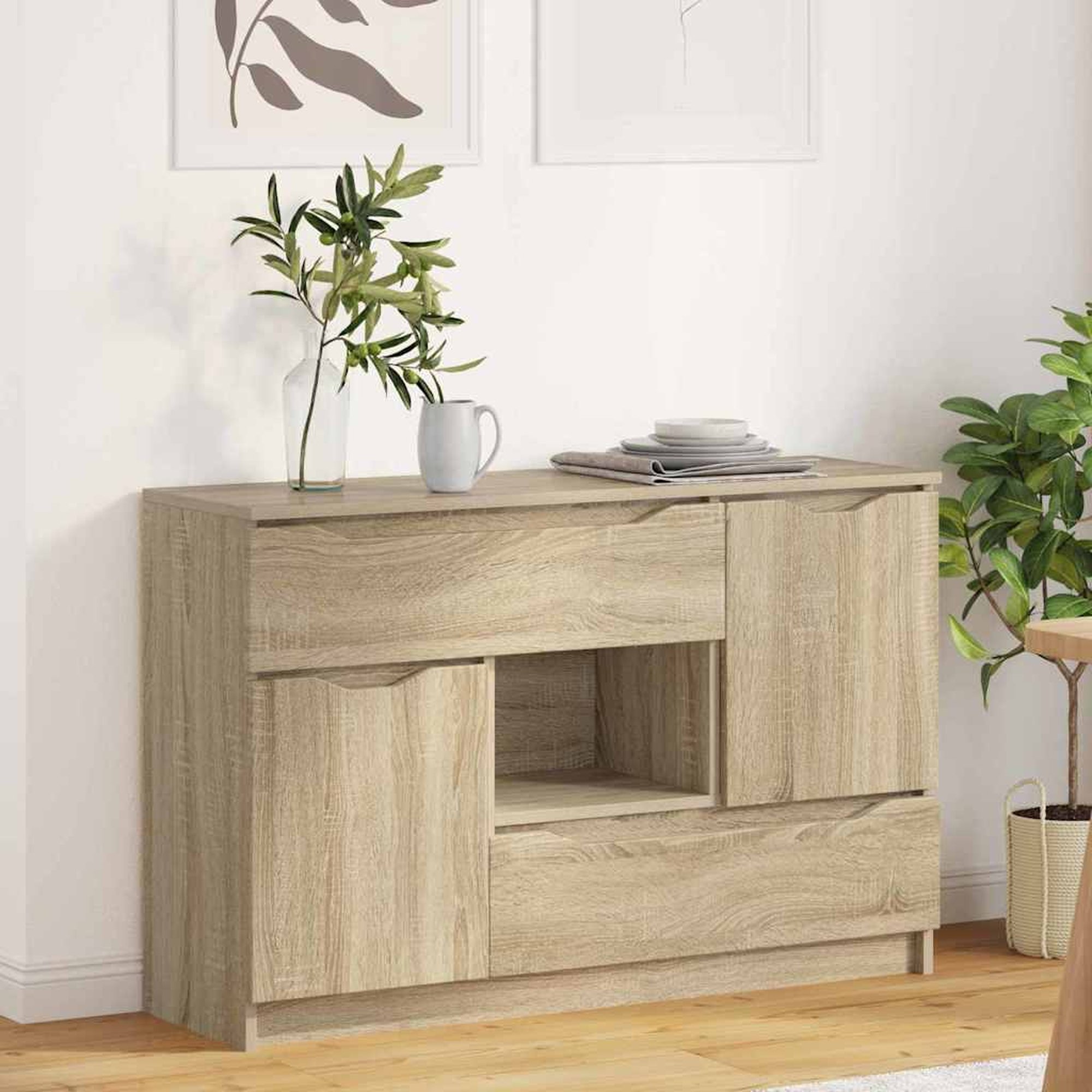 vidaXL Sivupöytä Sonoman tammi 100 x 30 x 65,6 Tekninen puu