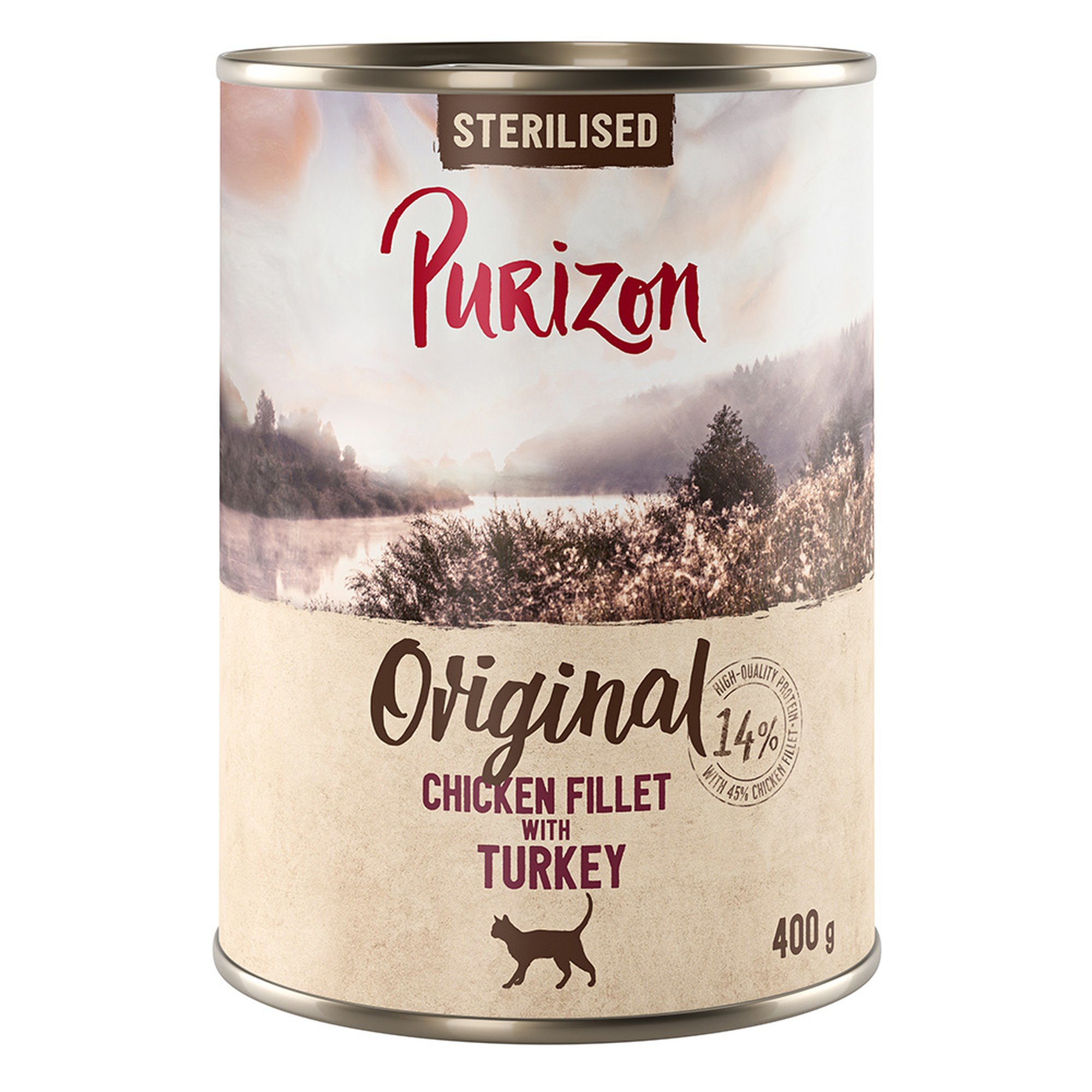 6x 400g Adult Sterilised kanafilee & kalkkuna Purizon kissan märkäruoka