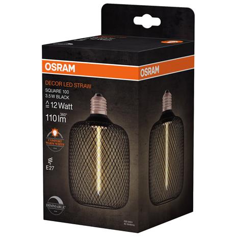 OSRAM Decor LED olki hehkulamppu neliö E27 3,5W musta 1800K