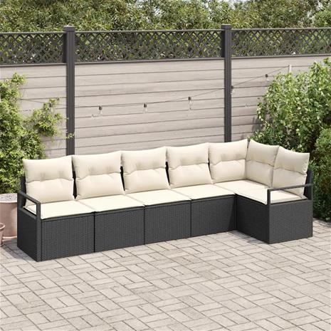 vidaXL Sohvasetti 6 pcs Musta polyrottinki