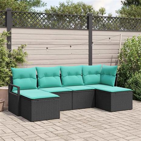 vidaXL Sohvasetti 6 pcs Musta polyrottinki