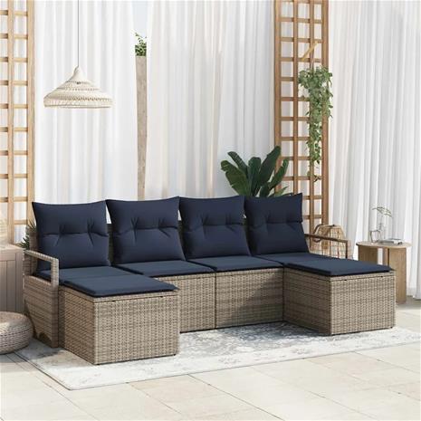 vidaXL Sohvasetti 6 pcs Harmaa polyrottinki