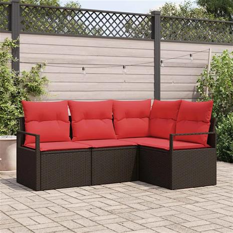 vidaXL Sohvasetti 4 pcs Ruskea polyrottinki