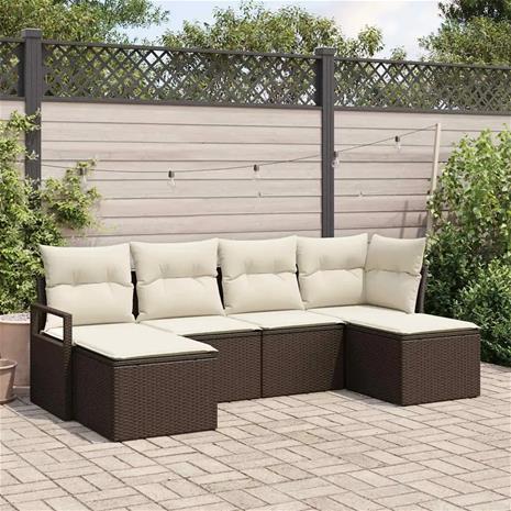 vidaXL Sohvasetti 6 pcs Ruskea polyrottinki