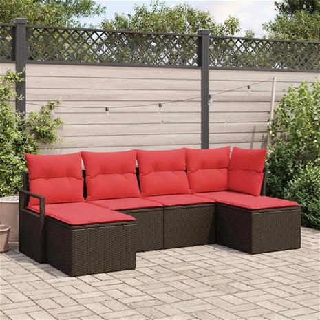 vidaXL Sohvasetti 6 pcs Ruskea polyrottinki
