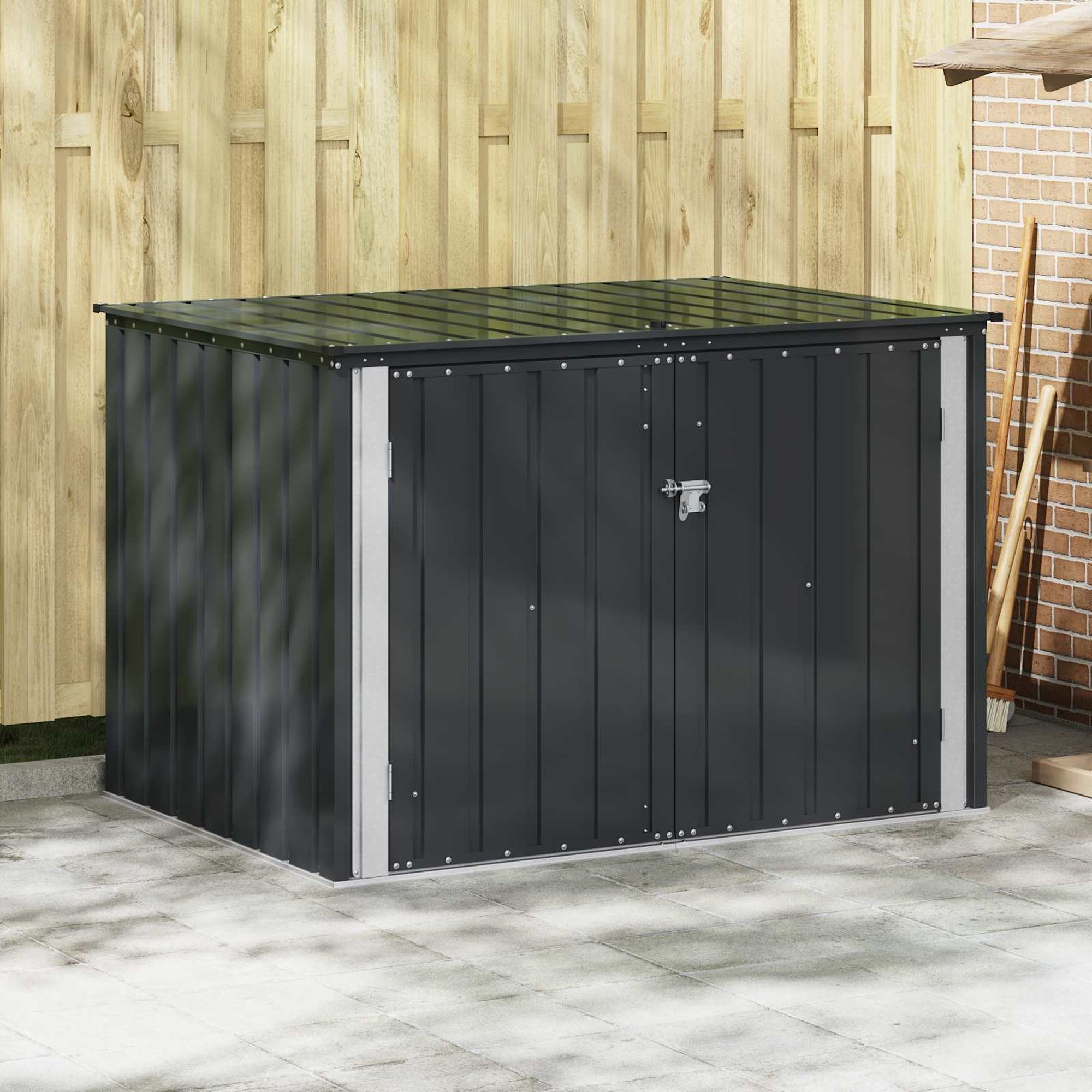 vidaXL Puutarhan säilytyslaatikko Musta 151,5 x 107 x 100 cm Teräs