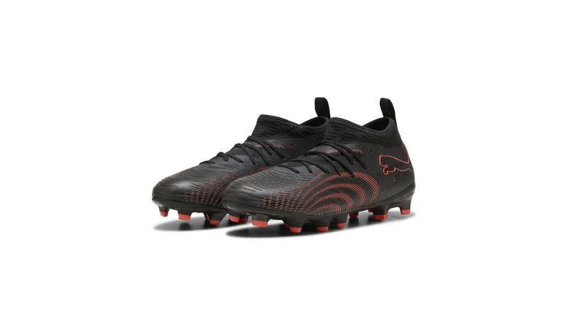 PUMA Future 9 Match FG/AG Eclipse - Musta/Hehkuva punainen/Strong Gray Lapset – kuva 1/2