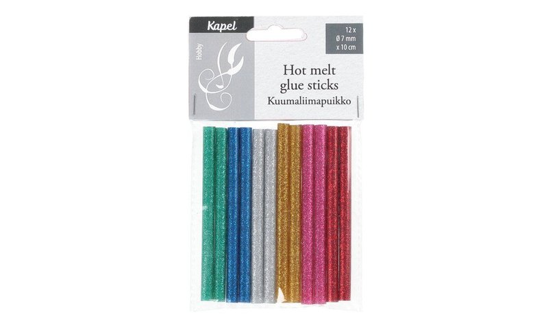 KAPEL GLITTER 12KPL 7X100MM KUUMALIIMA