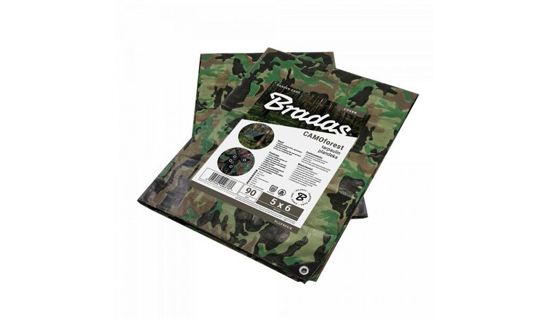 Maastokuvioitu pressu Bradas CAMOforest 10x15 m, 90 g/m²