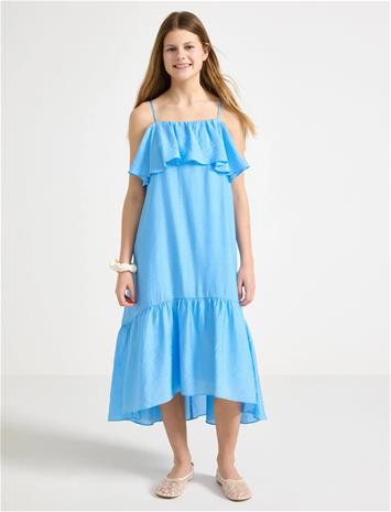 Lindex Dress With Flounces - Blue - 164