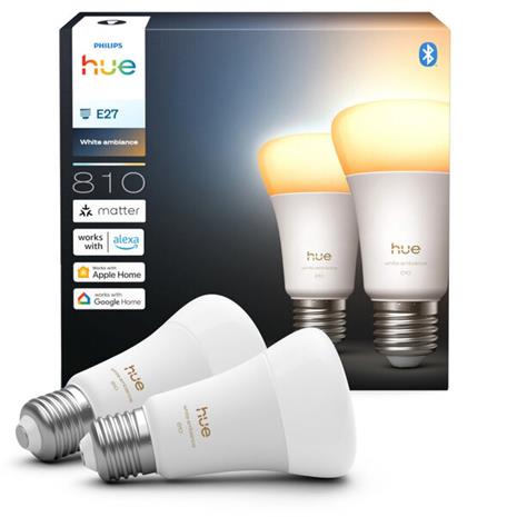 Philips Hue LED-älylamppu, White ambiance, E27, 810 lm, 2-pack