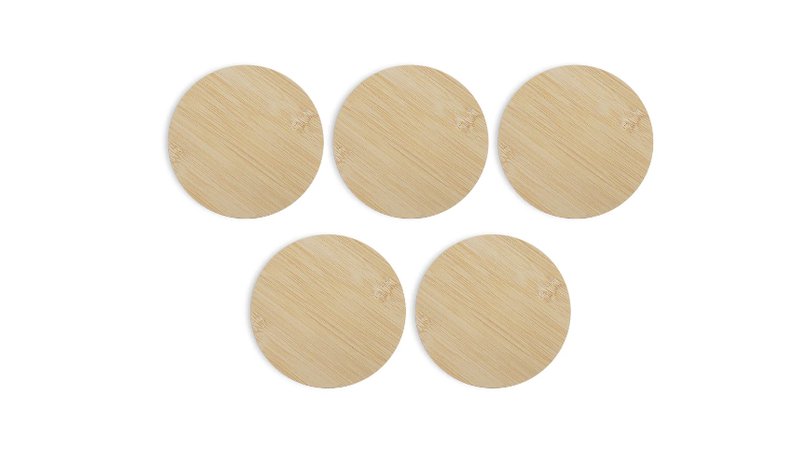 Algolaser Round Bamboo Coaster 5 Pcs – kuva 1/2