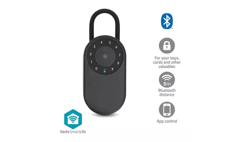 SmartLife Avainsäilö | Bluetooth | Ulkokäyttöön | Numerotaulu | IP65 | Musta – kuva 1/2