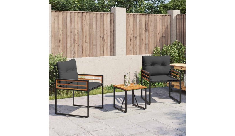 vidaXL Ulkokalusteet Setti tyynyllä 3 pcs Himmeän Harmaa