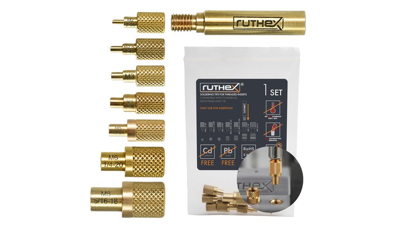 Ruthex Soldering Tips For Thread Inserts – M2 / M2.5 / M3 / M4 / M5 / M6 / M8 – kuva 1/2