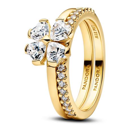 Pandora Sparkling Lucky Clover Splittable Ring - Gold - 60