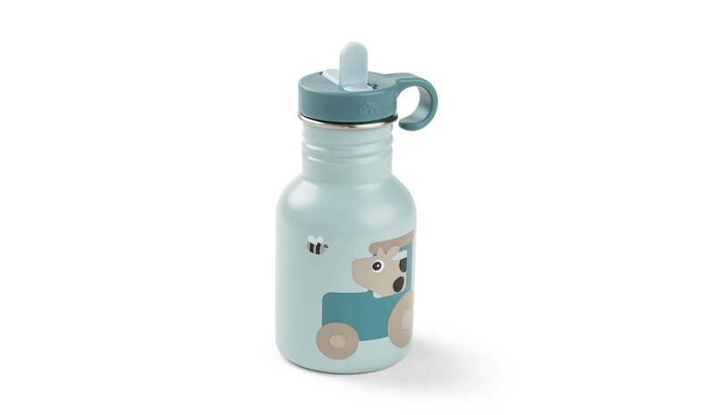 Done by Deer - Metal bottle Tiny farm - Blue - 350 ml