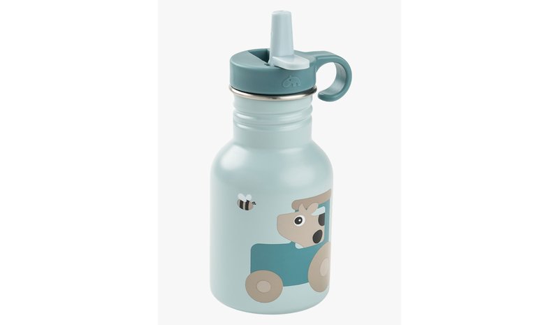 Done by Deer - Metal bottle Tiny farm - Blue - 350 ml