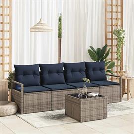 vidaXL Sohvasetti 5 pcs Harmaa ja sininen polyrottinki
