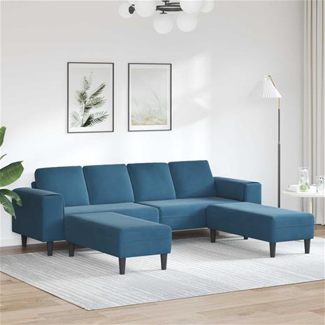 Sohvasetti 3 pcs Sininen Sametti