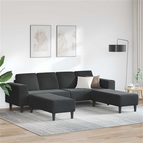Sohvasetti 3 pcs Musta Sametti