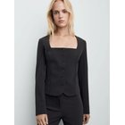 Mango Tailored Cropped Suit Jacket Blazers Cropped Blazers Black Mango