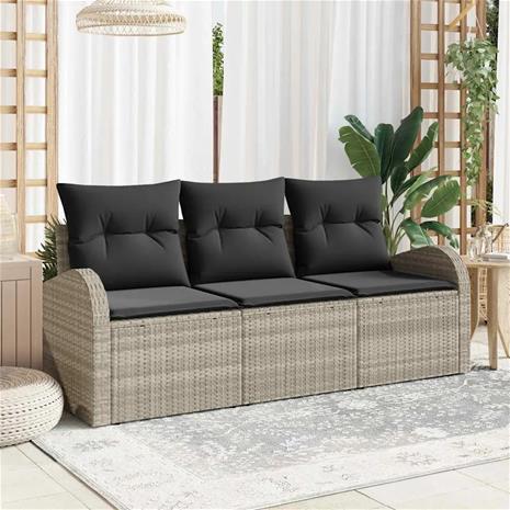 vidaXL Puutarhasohva Setti 3 pcs Vaaleanharmaa Polyrotangi – kuva 1/2
