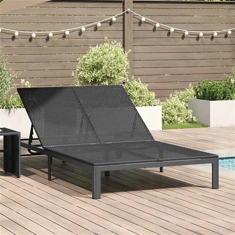 vidaXL Aurinkotuoli Musta 206 x 115 x 75 cm polyrottinki