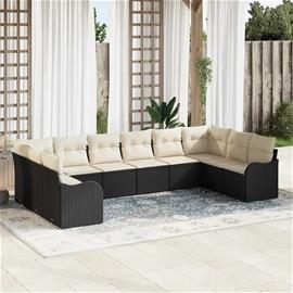 vidaXL Puutarhasohva Setti Musta 344 x 177,5 x 85 cm polyrottinki