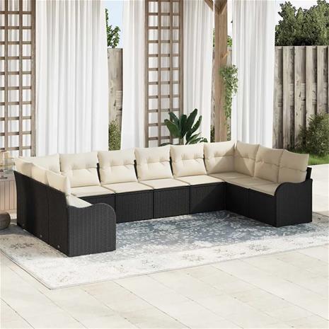 vidaXL Puutarhasohva Setti Musta 344 x 177,5 x 85 cm polyrottinki