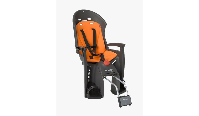Hamax SIESTA Pyöränistuin + Lukittava Runkokiinnike, Grey/Orange