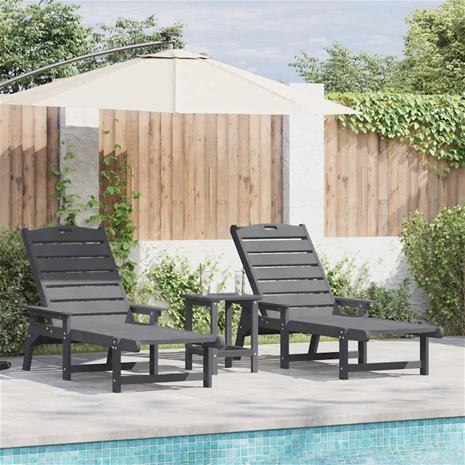 vidaXL Aurinkotuoli 3 pcs Vaaleanharmaa Polyeteeni