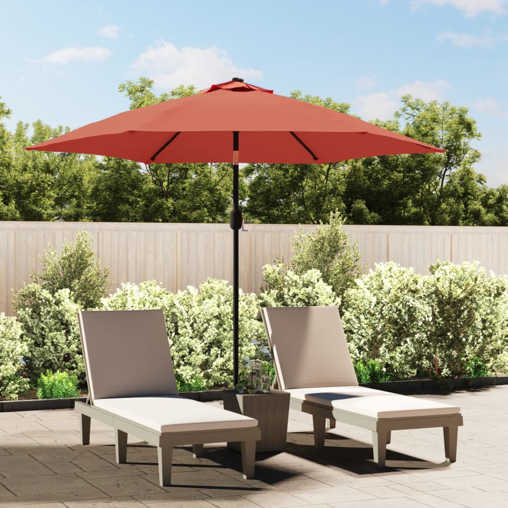 vidaXL Puutarha-aurinkovarjo metallitolpalla terrakotta 300 cm