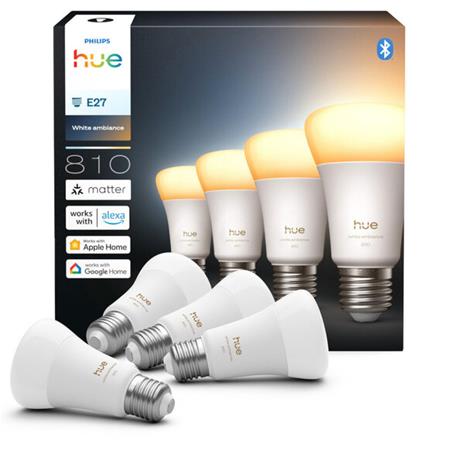Philips Hue LED-älylamppu, White ambiance, E27, 810 lm, 4-pack – kuva 7/8
