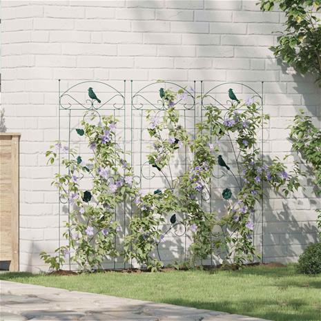 vidaXL Puutarha-aita 3 pcs Vihreä 110 x 40 cm Teräs