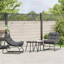 vidaXL Puutarhakalusteet tyynyllä 2 pcs Musta 60,5 x 81 x 71 cm