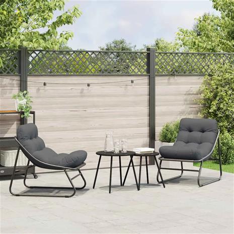 vidaXL Puutarhakalusteet tyynyllä 2 pcs Musta 60,5 x 81 x 71 cm
