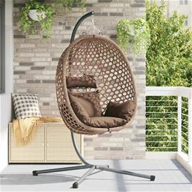 vidaXL Riippuva munatuoli Kahvi 104 x 100 x 191 cm polyrottinki