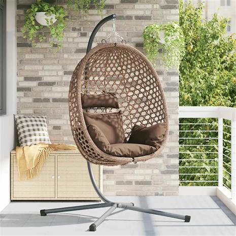 vidaXL Riippuva munatuoli Kahvi 104 x 100 x 191 cm polyrottinki