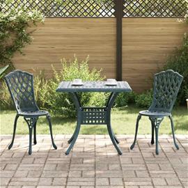 vidaXL Puutarapöytäsarja 3 pcs Vihreä Valu-alumiini