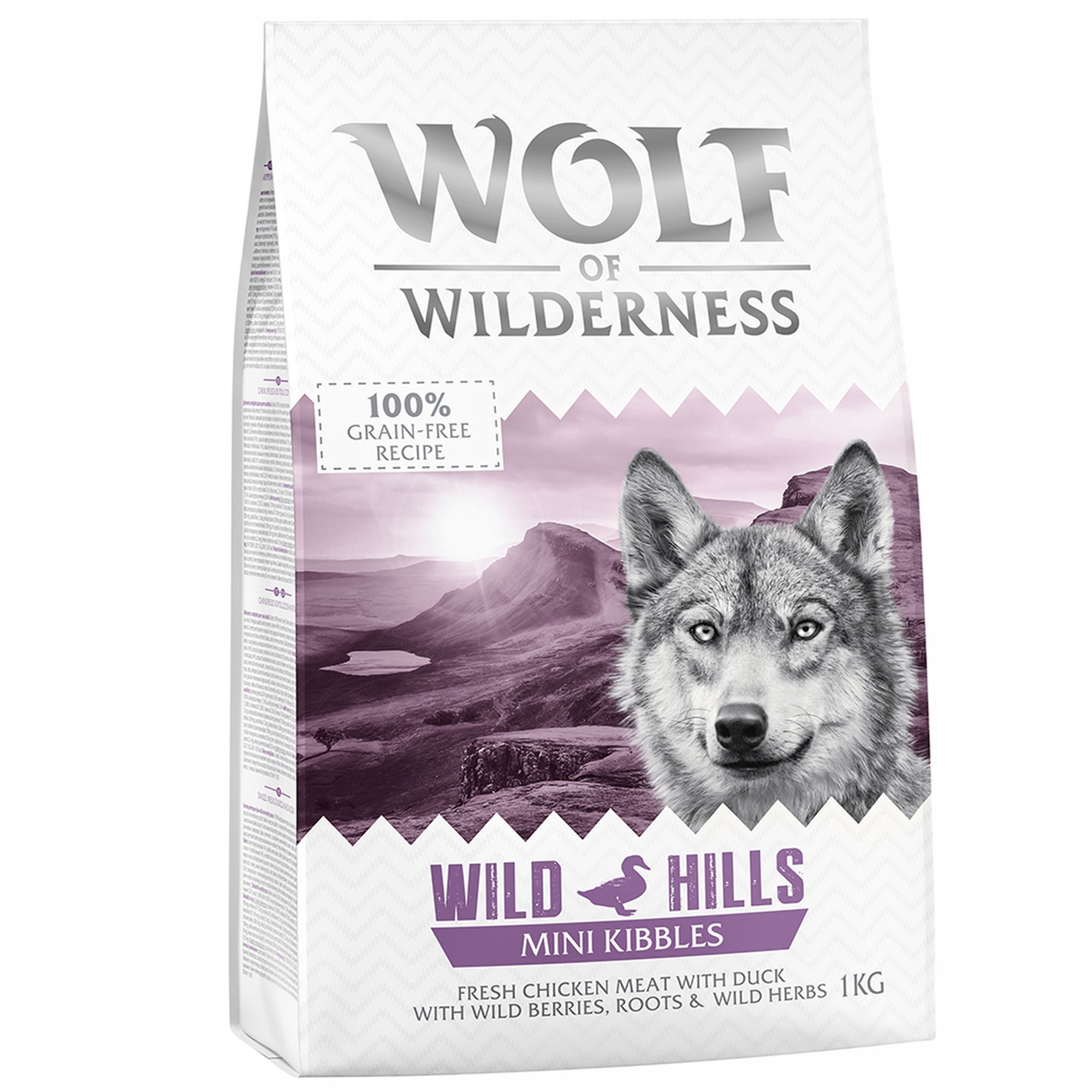 1kg Mini ""Wild Hills"" â€“ ankka Wolf of Wilderness -koiranruoka