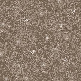 Bees and Flowers in Brown - 1032001-07 Tapetti