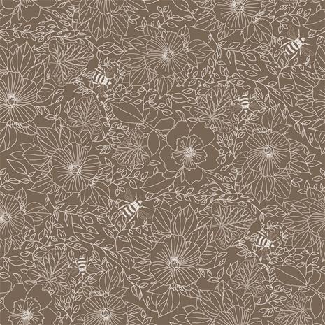 Bees and Flowers in Brown - 1032001-07 Tapetti