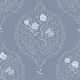 Flower bouquet in ogee solid Blue - 1032601-04 Tapetti