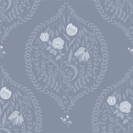 Flower bouquet in ogee solid Blue - 1032601-04 Tapetti