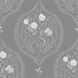 Flower bouquet in ogee Dark Grey - 1032601-06 Tapetti