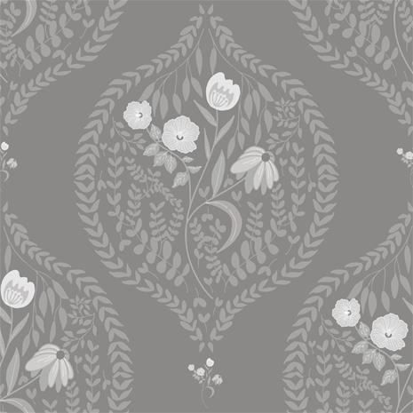 Flower bouquet in ogee Dark Grey - 1032601-06 Tapetti