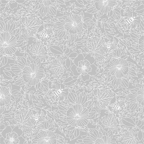 Bees and Flowers in Light Grey - 1032001-09 Tapetti