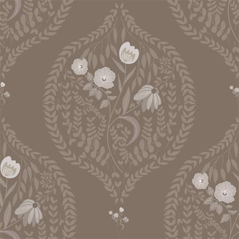 Flower bouquet in ogee solid Brown - 1032601-05 Tapetti