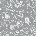 Vintage Dark Grey owls - 1027401-03 Tapetti